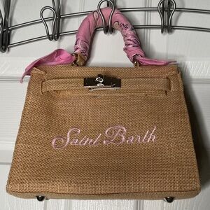 Luna Sarah by Mamour St Barth Burlap Handbag With Shoulder Strap Resortwear